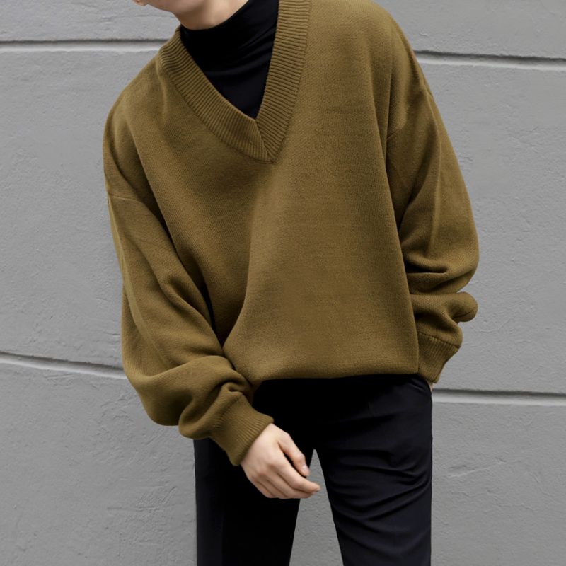 2020 EWQ Mens Wear Autumn Winter V Neck Sweater Males Loose Korean Style Knitted Tops Vintage Long Sleeve Large Size Tops 9Y3271 From Baxianhua, 2020 EWQ Mens Wear Autumn Winter V Neck Sweater Males Loose Korean Style Knitted Tops Vintage Long Sleeve Large Size Tops 9Y3271 From Baxianhua,