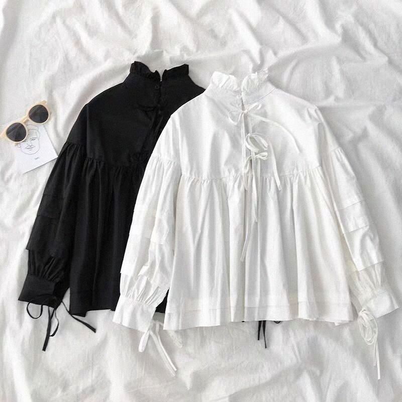 Grosshandel Neue Susse Stander Hals Puppe Hemd Female Herbst Koreanischen Puffarmeln Bluse Kreuz Lace Up White Black Women Top Blusas 4q7h Von Walmarts 19 72 Auf De Dhgate Com Dhgate