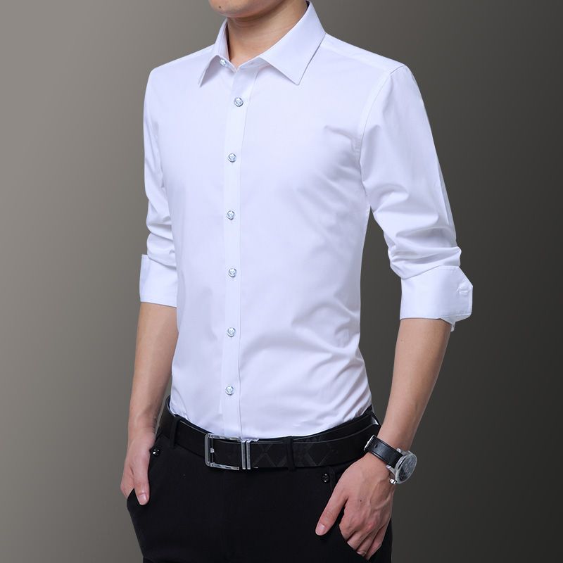EspTmall New Mens Autumn Casual Formal Slim Button-Down Long Sleeve Dress Shirts White M China 