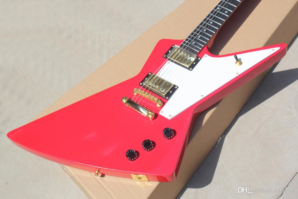 Red Unusual Shape Explorer Electric Guitar With White Pickguard Fixed Bridge Chrome Hardwares Offering Customized Services From Xishuiguitar111 159 8 Dhgate Com