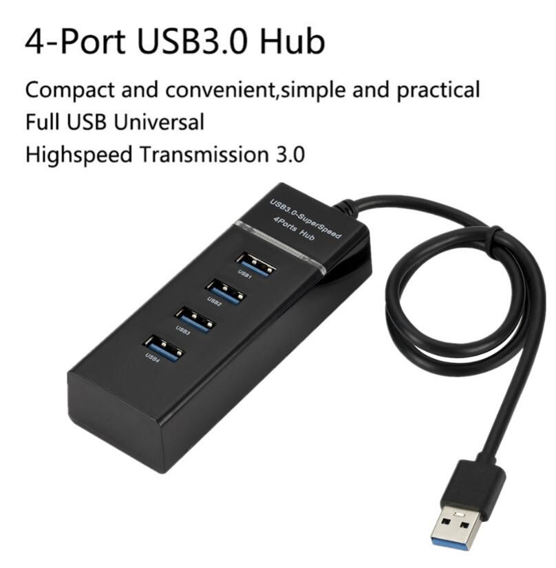 4 puertos USB 3.0 de alta velocidad concentrador de varios HUB de expansión para PC escritorio del ordenador portátil Adaptador USB 3.0