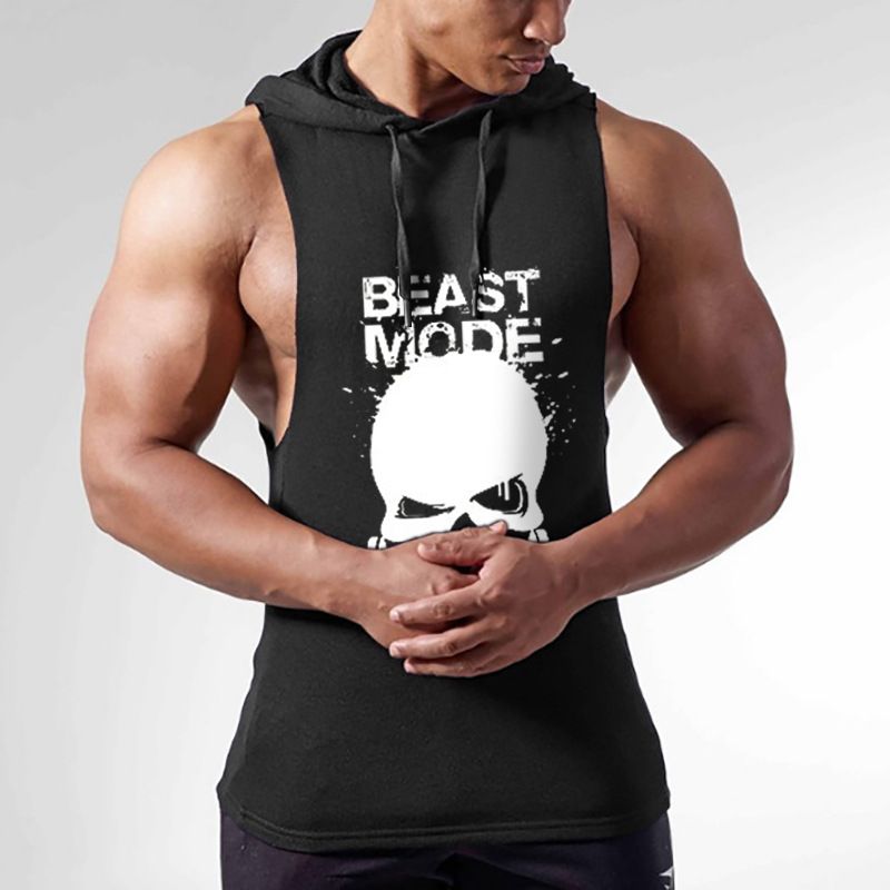 Mens Bodybuilding Cartoon Tank Top Gym Fitness Loose Cotton Sleeveless shirt  Anime Clothing Stringer Singlet Male