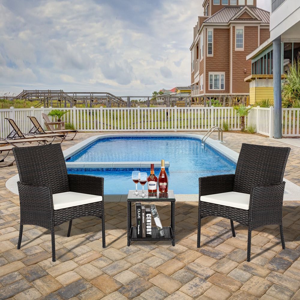 2021 WACO Patio Conversation Sets, Rattan Wicker Iron Frame Lounge