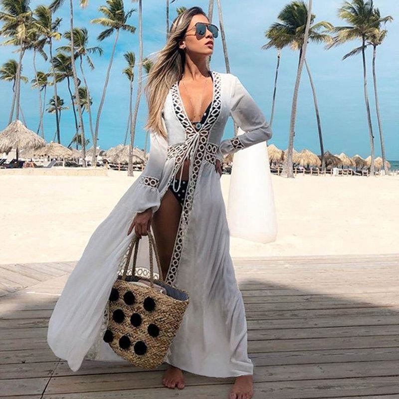 white knitted beach dress