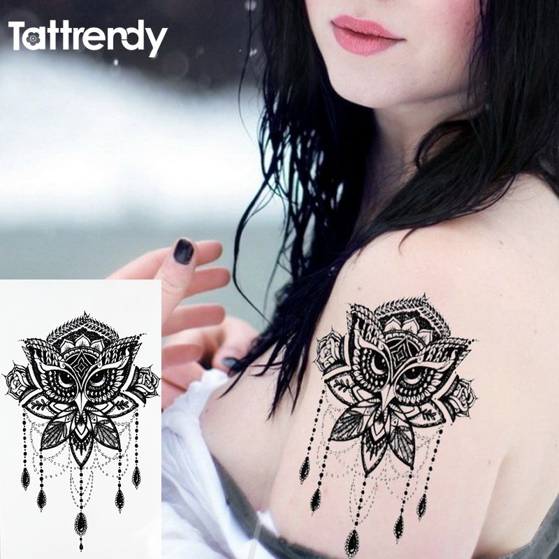 Watercolor Cool Henna Rose Flowers Temporary Body Tattoo Beautiful Shoulder Thigh Back Body Decor Lace Owl Women Body Paint From Glass Smoke 0 43 Dhgate Com