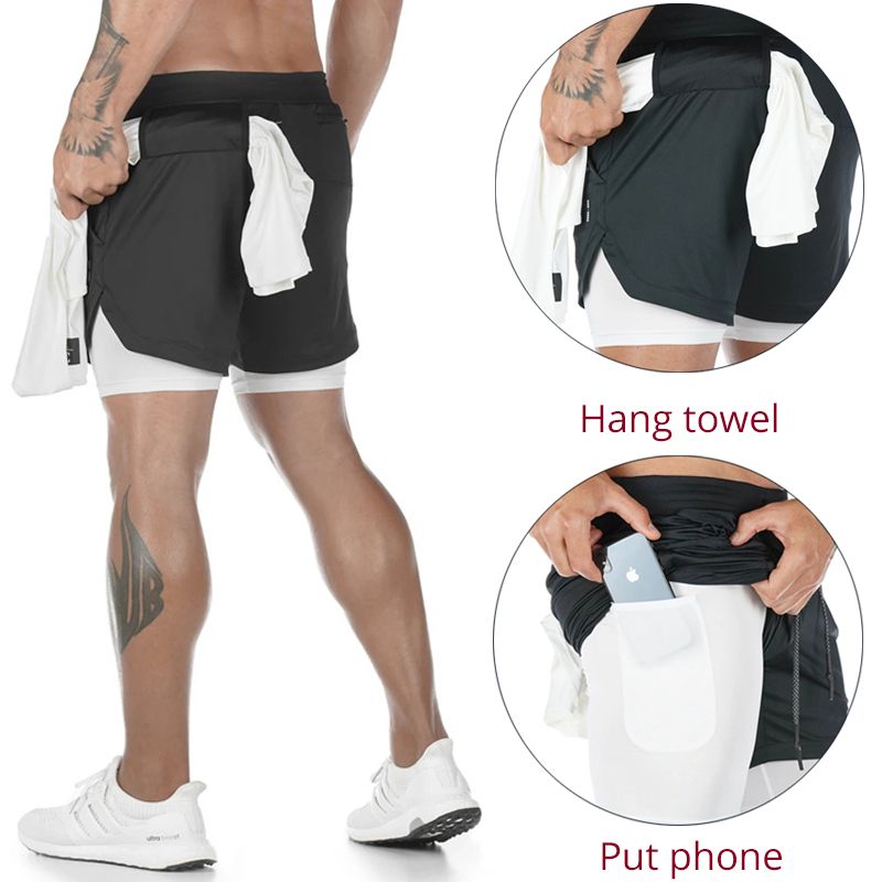 Aisprts Pantalon Corto Hombre Deporte, 2 en 1 Pantalones Cortos de Running  para Hombre con Compresión Interna Pantalones Cortos de Entrenamiento  Transpirablesde Secado Rápido con 4 Bolsillos – DailyGrana