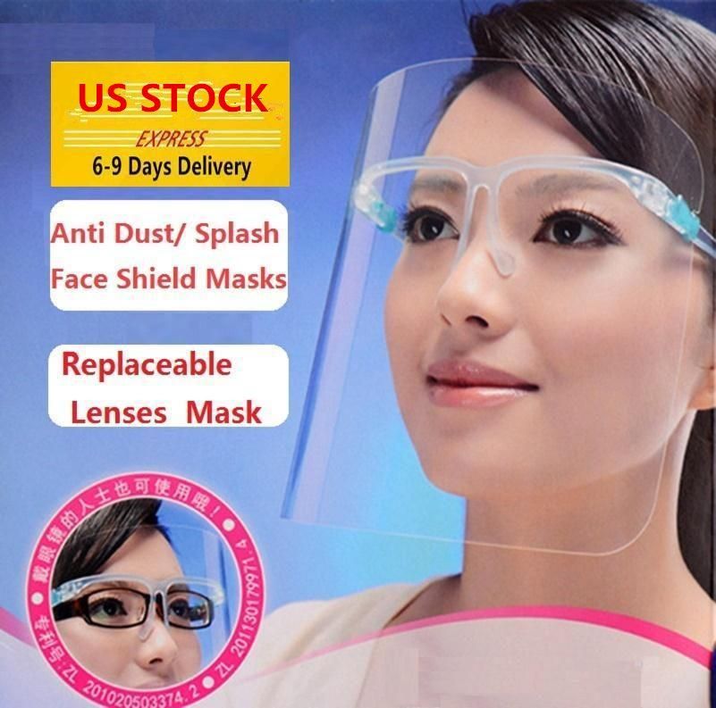US LAGER !! Schutz Transparente Masken Neuheit Küche kochende Anti-Oil Splash Clear Face Mask Face Shield-Schutz-Cycling Caps Außen