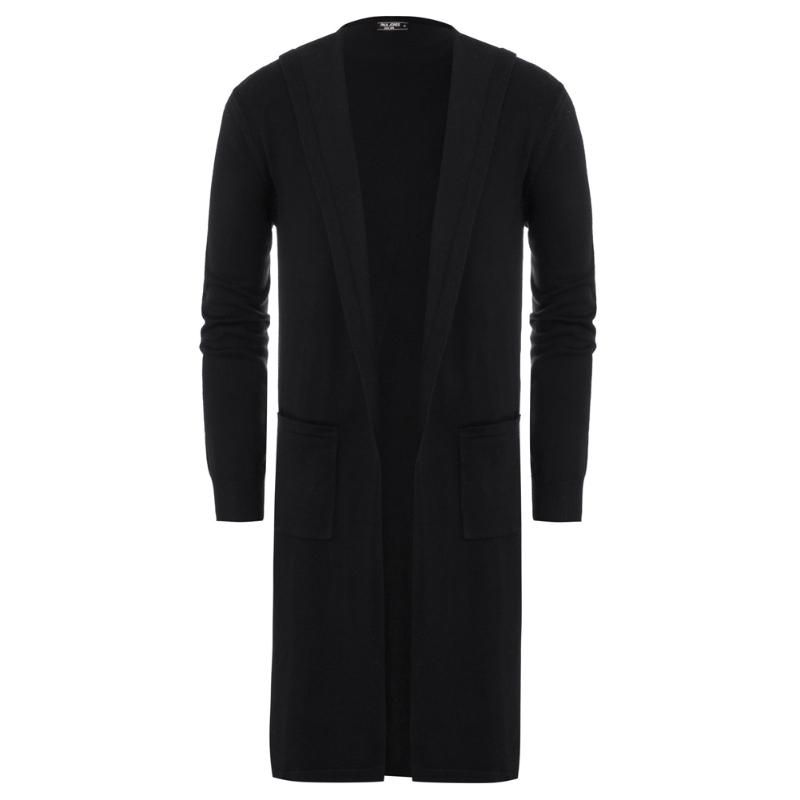 knee length black cardigan