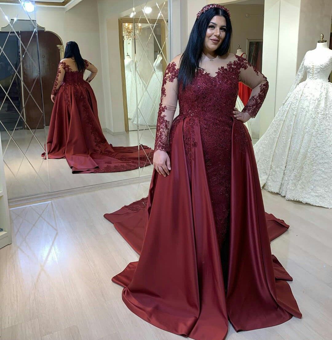 Plus Size Burgundy Evening Dresses Long 