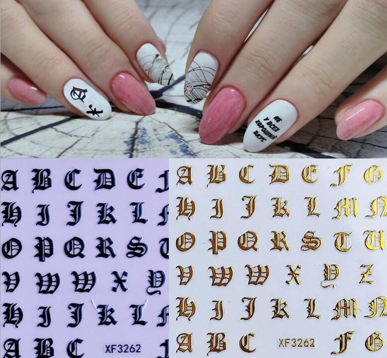 New Nail Art 3d Decal Stickers Alphabet Letters White Black Gold Acrylic Nails Tool Free Ship How To Use Nail Stickers Diy Nail Decals From Yours99 0 4 Dhgate Com