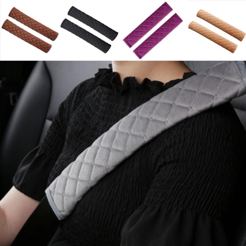 One Pair Leopard Pink Print Soft Plush Seat Belt Pads Strap Cover