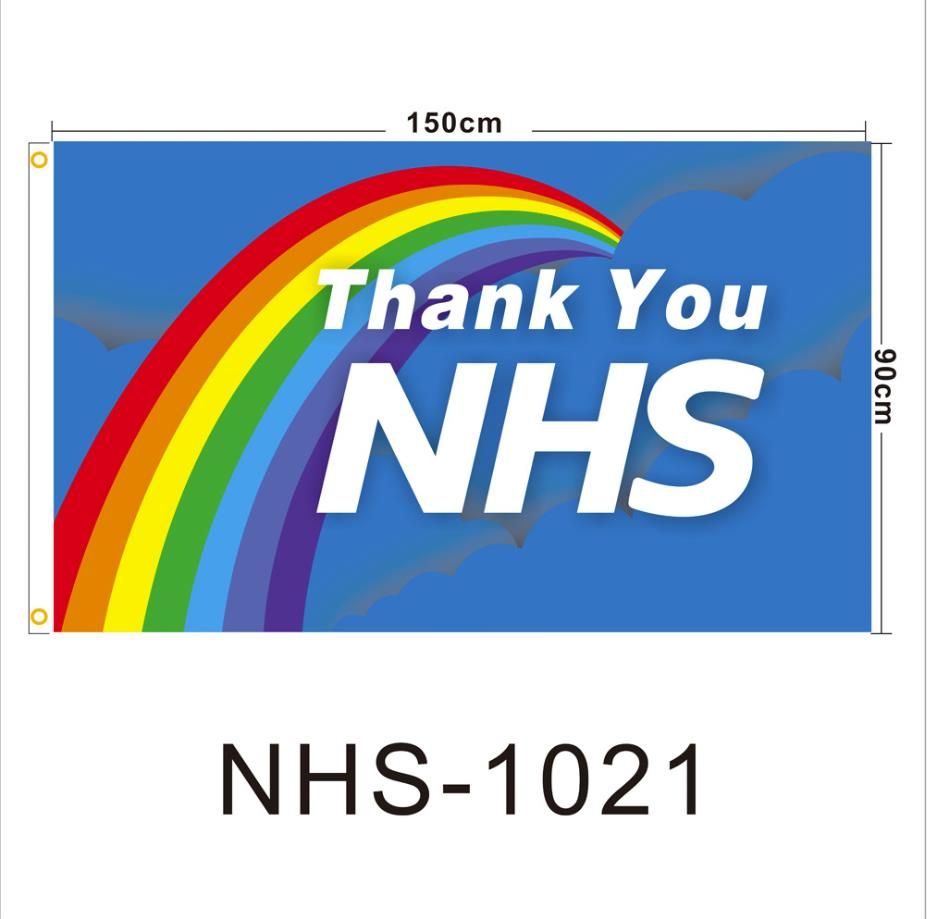 NHS Thank You Flag 3x5FT Custom Polyester With Grommets Screen Printed