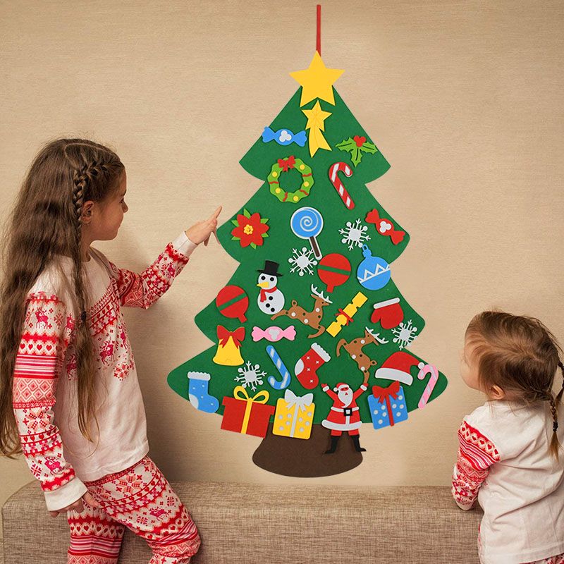 Details about   Kids DIY Felt Christmas Tree Christmas Decoration for Home Navidad 2021 New Gift 