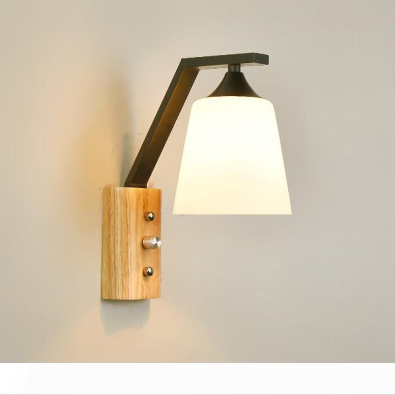 compre habitacion simple lampara de pared moderna de madera la luz del arte creativo de la lampara pared de la cabecera balcon estudio pasillo de