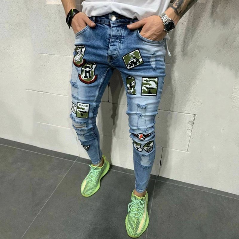 Compra Pantalones Vaqueros Para Hombres Kenntrice S Patchwork Impreso  Diseño De Moda Romada Bordado Animado Denim Pantalones Largos Pantalones  Tallas Grandes Barato | Entrega Rápida Y Calidad | Es.Dhgate