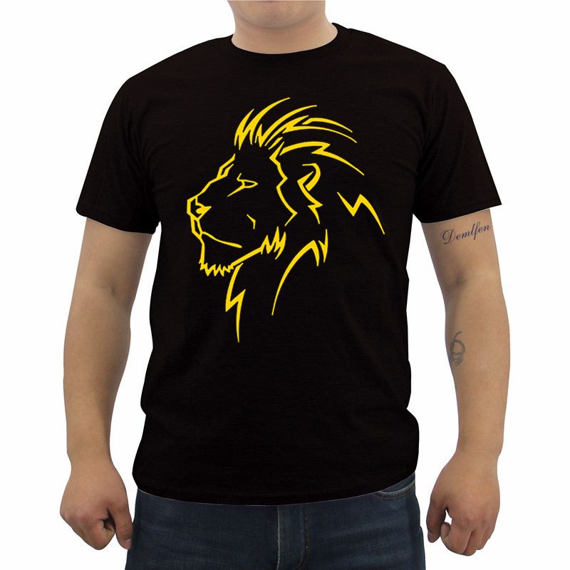 Casual Men Fashion Lion Print T Shirt Animal Mens Short Sleeve Cotton T Shirt Cool Lion Head T Shirt Casual Male Tees Tops Latest T Shirts Design Best T Shirts Design From