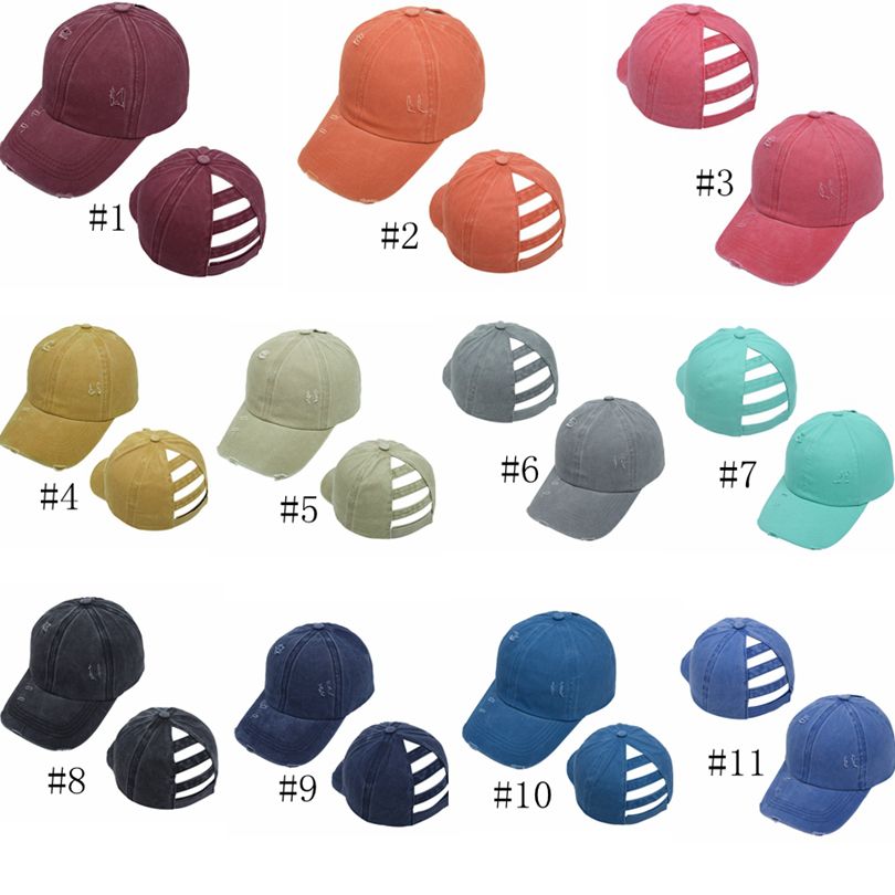 2020 Ponytail Messy Buns Hats Washed Torn Baseball Caps Cotton Unisex Visor Cap Hat Outdoor Snapbacks Breathable Casual Hat Gga3579 From Kids Dress 3 26 Dhgate Com