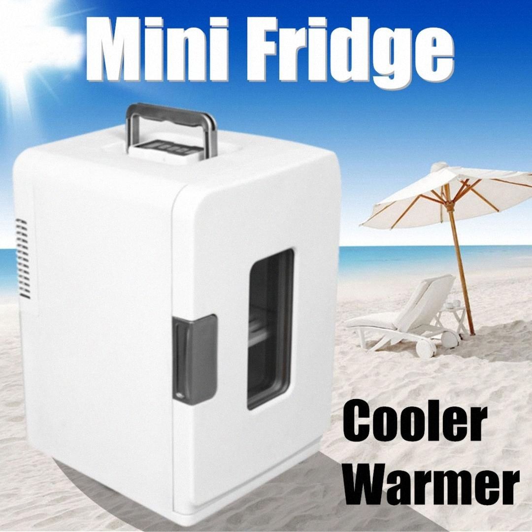 satin al tasinabilir 15l seyahat oto buzdolabi 12v cooler isitici kamp mini elektrik buzdolabi icecekler ciller ev araba aletleri beyaz pukf