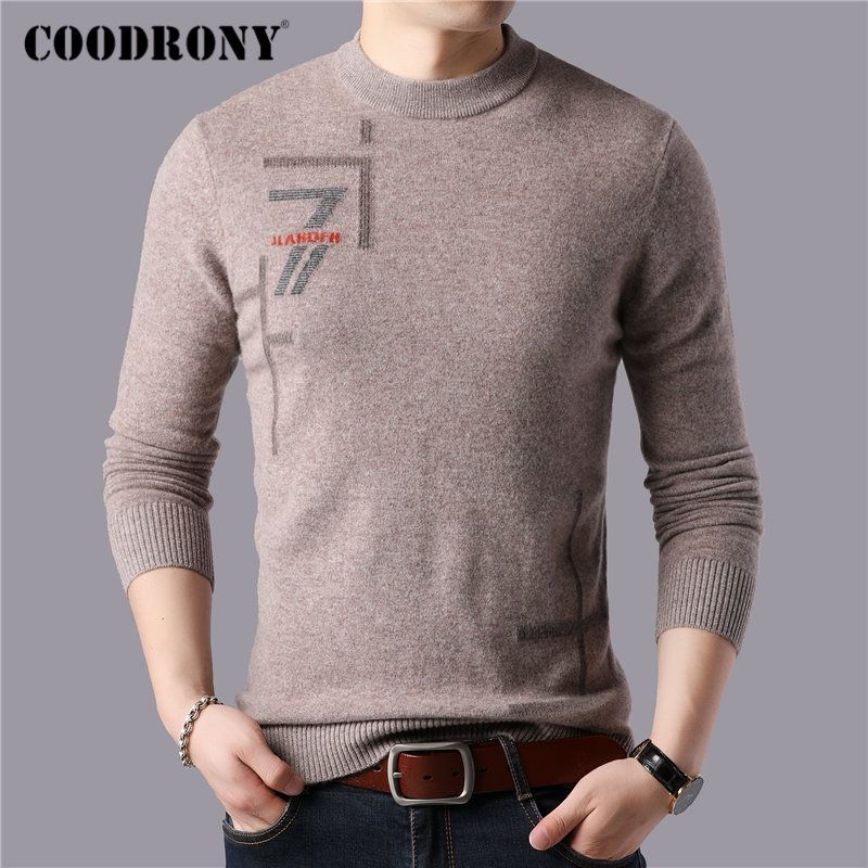 Merino Wool Sweater Men Casual O Neck 