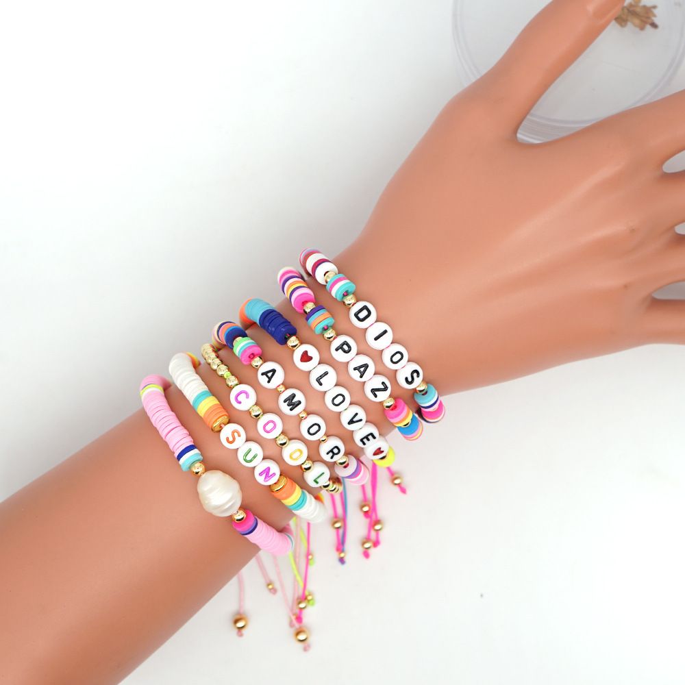 Grosshandel Boho Mehrfarbige Polymer Lehm Brief Perlen Liebe Stretch Armbander Frauen Madchen 2020 Neue Mode Bohmischen Strand Urlaub Charme Armband Schmuck Von Beach Cnlumy 1 02 Auf De Dhgate Com Dhgate