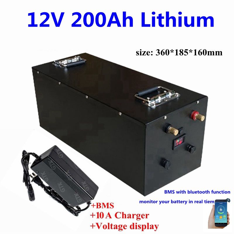 Gtk Waterproof 12v 200ah Lithium Ion Battery Bms 100a For Solar System Electric Boat Rv Panel 10a Charger 23a 12v Battery 3v Battery From Lshlsc 598 19 Dhgate Com