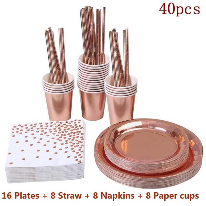 40pcs Rose Gold 8 recide