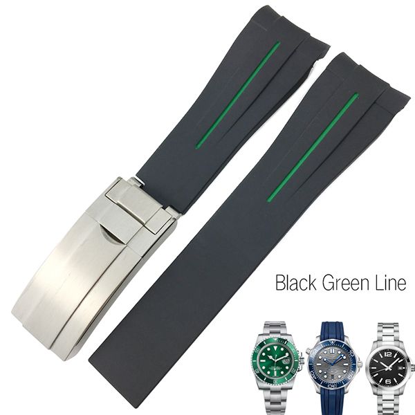 Green line 20mm silver buckle