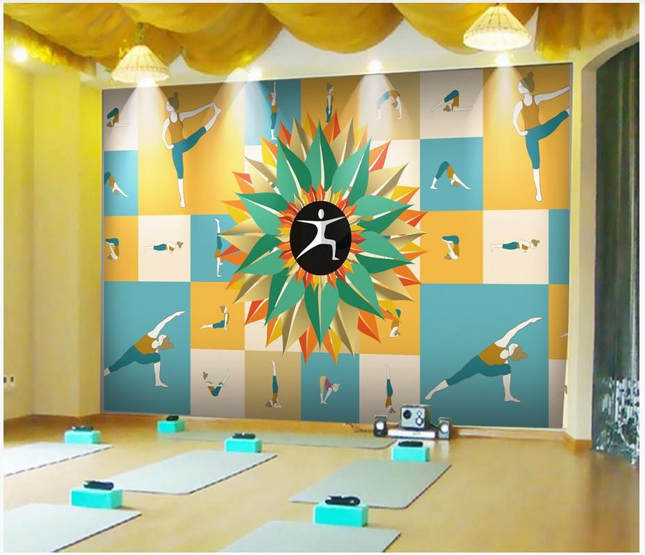 Custom photo wallpapers for walls 3d mural Modern fitness yoga studio image wall tooling background wall Custom photo wallpapers for walls 3d mural Modern fitness yoga studio image wall tooling background wall