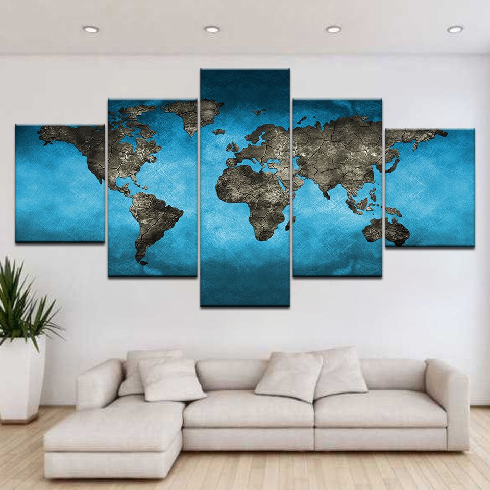 2020 Modular Canvas Wall Art Hd Prints Pictures Home Decor Abstract Light Blue World Map Paintings Office Posters Frame From Zhu793737893 9 75 Dhgate Com