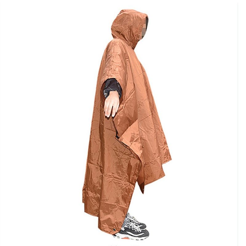 Outdoor Camping 3 In 1 Raincoat Poncho Rain Cover Tent Mat Waterproof Unisex