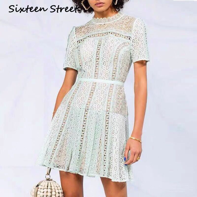 mint green lace dress with sleeves