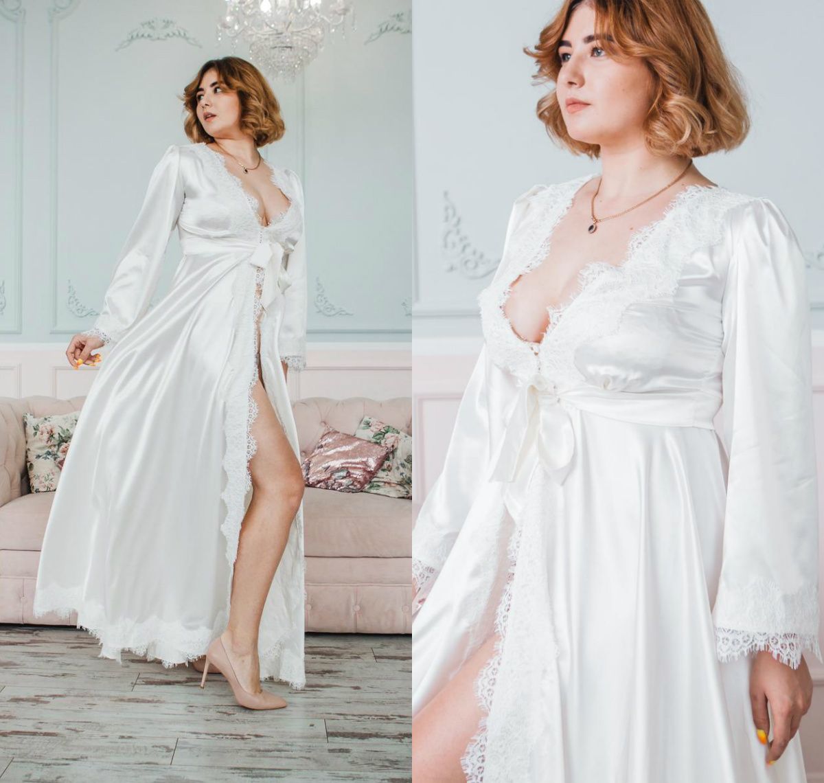 long sleeve satin nightdress