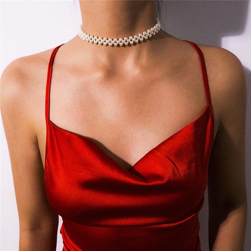 versus verano leyendo Perlas de imitación europeo Gargantilla Geométrico Geométrico Alojamiento  Hecho A Mano Collares Redondos Para Mujer Vestido
