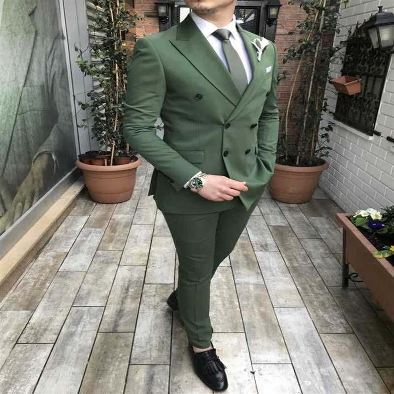 double breasted suit green