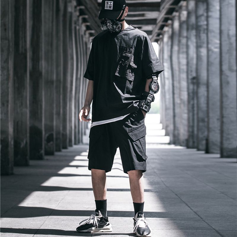 vida combustible Armario Los hombres Hip Hop Camisetas Streetwear Hip Hop elástico flojo de carga Volver manera de las vida combustible Armario Los hombres Hip Hop Camisetas Streetwear Hip Hop elástico flojo de carga Volver manera de las