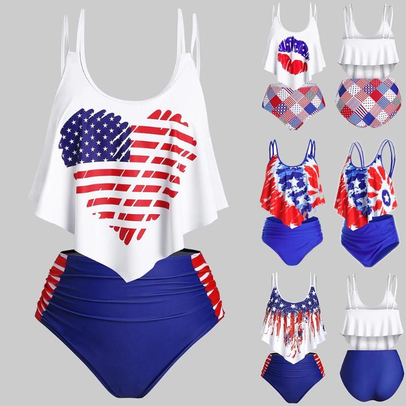 high waisted american flag bikini