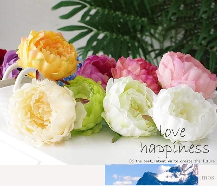 2020 Artificial Silk Flower Heads Peony 4.7inch Big Rose Flower Heads