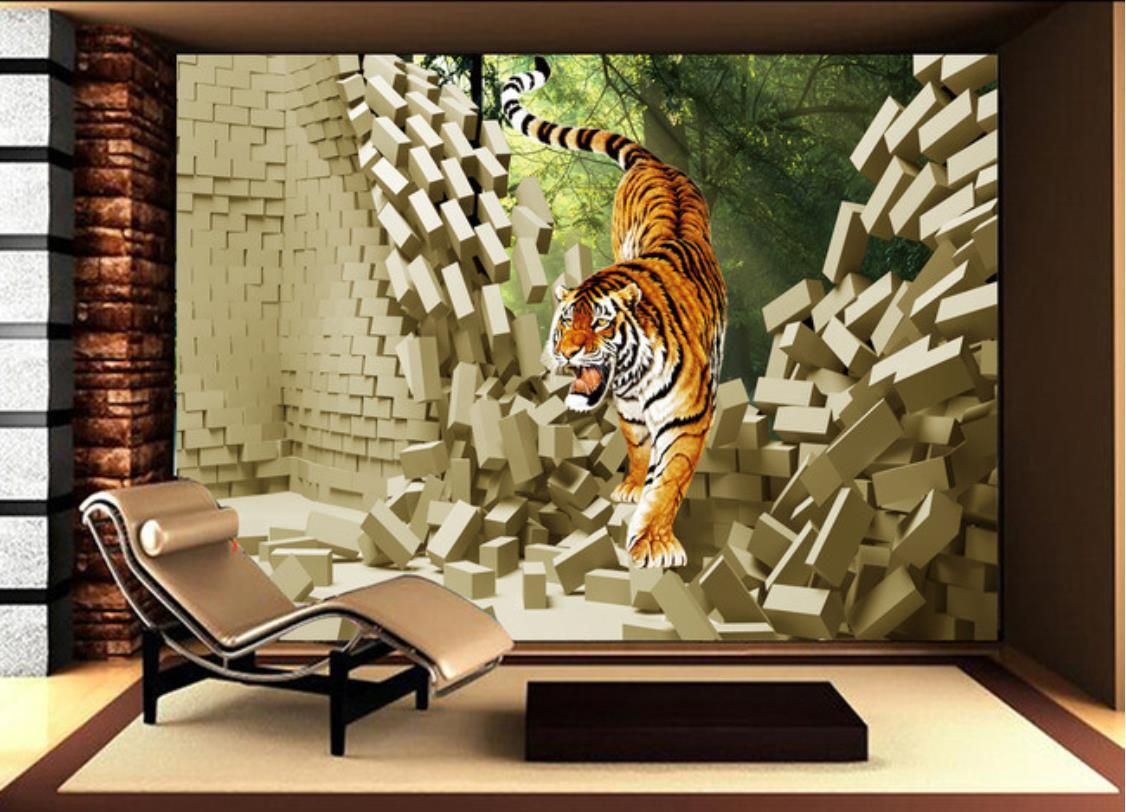 Custom photo wallpapers for walls 3d mural Forest tiger wall tiles living  room TV background wall