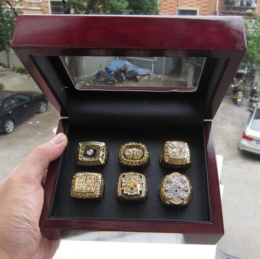 6pcs Steele r Ring Set with Wooden Box