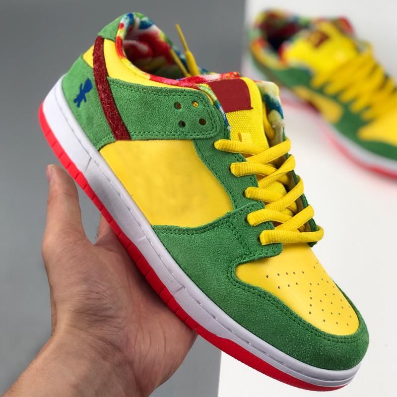 fluorescent yellow running shoes