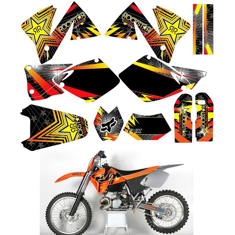 0262 3M personalizado Motorcross gráficos motocicleta pegatinas kit para EXC 125 200 250 300 380 400 1998 1999 2000 modelos de tamaño completo