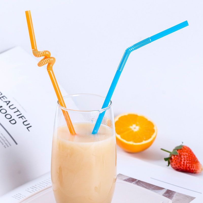 26cm Spot Wholesale Disposable Art Straws Shape Color Curved Straw