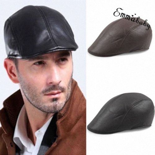 mens leather flat caps uk
