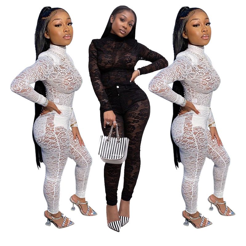 Sexy Lace Mesh Sheer Two Piece Set 2020 