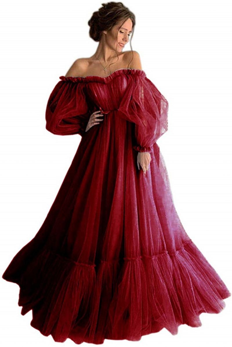 Sexy Dark Red Prom Dresses Long Sleeve ...