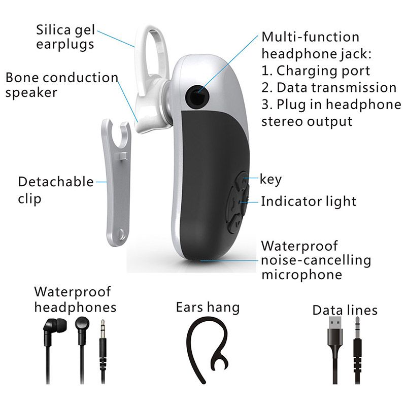 Casque de natation étanche IPX8 Bluetooth lecteur MP3 16 Go écouteur sans  fil casque à conduction osseuse en cours d'exécution plongée Hifi