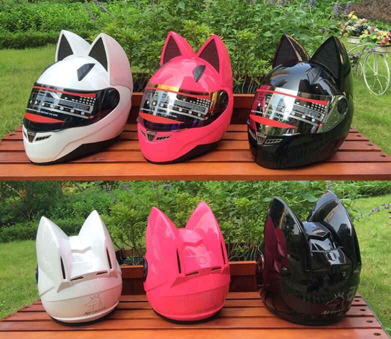 de motocicleta nueva NITRINOS para hombres y mujeres, casco orejas de gato