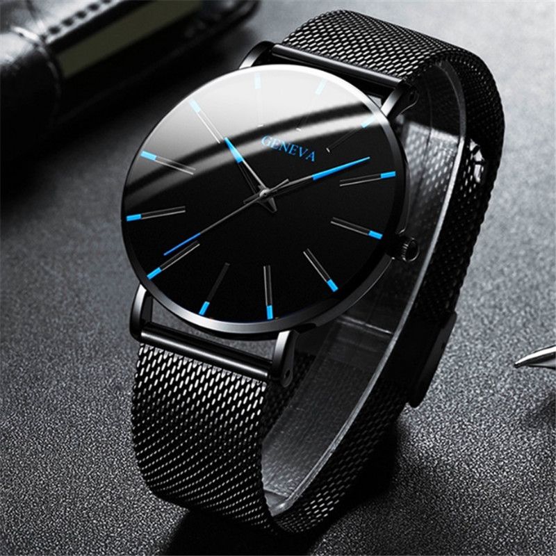 rotary men's stainless steel pilot style mesh bracelet watch