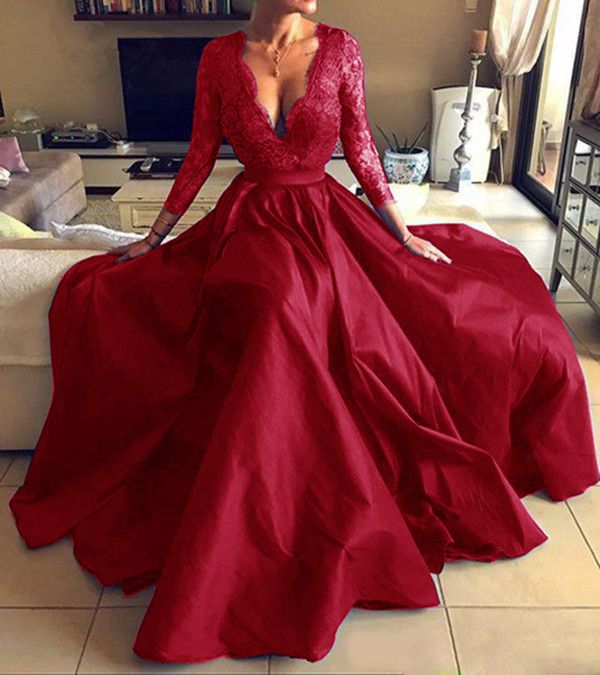 Long Sleeves Satin Bridesmaid Dresses 