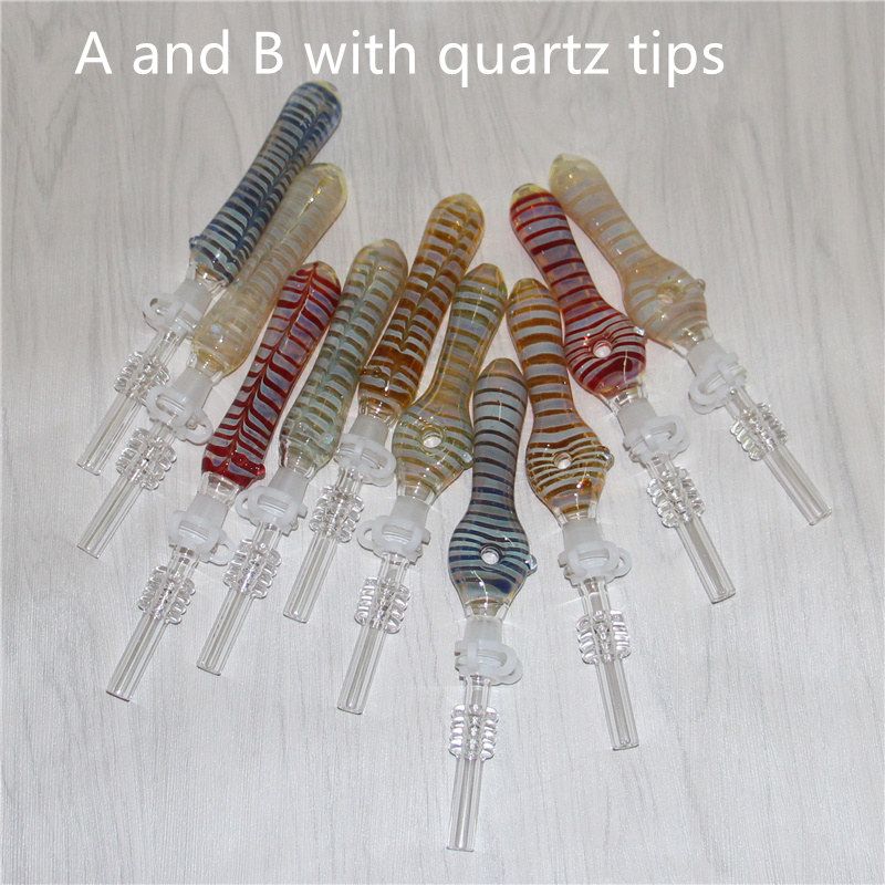 A and B with quartz tips